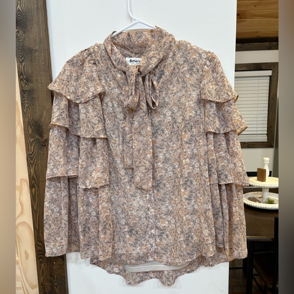 Women's Floral Layered Blouse - Brown